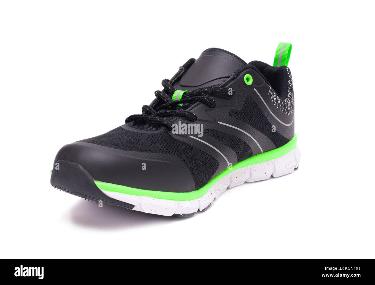 Lime Green et black sport chaussures unisexe isolé sur fond blanc Banque D'Images