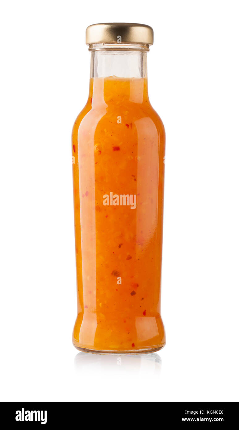 Bouteille de sauce à salade de carottes et de paprika. with clipping path Banque D'Images