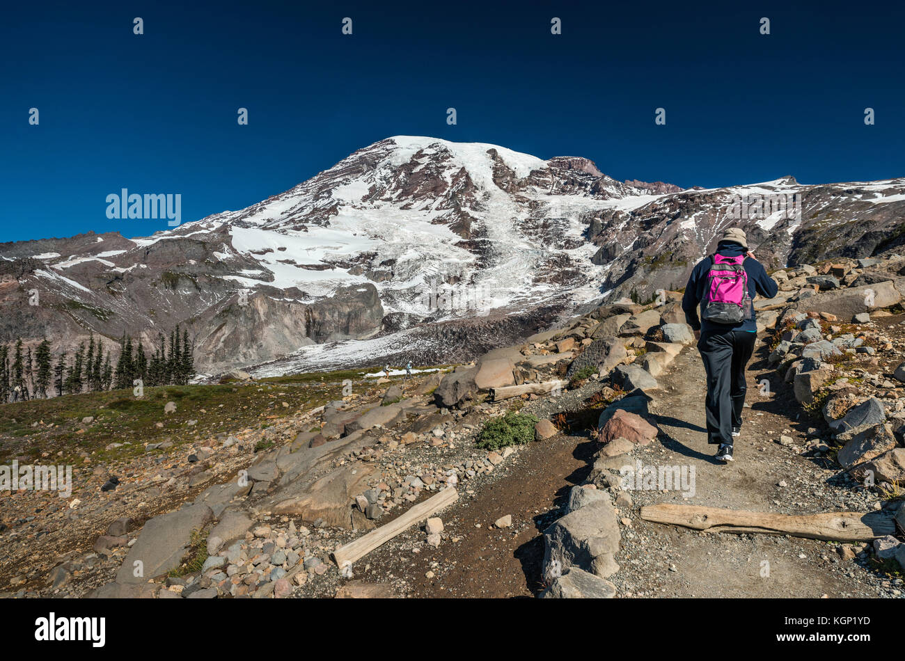 Le Mont Rainier, de Skyline Trail, fin septembre, le Mont Rainier National Park, Washington State, USA Banque D'Images