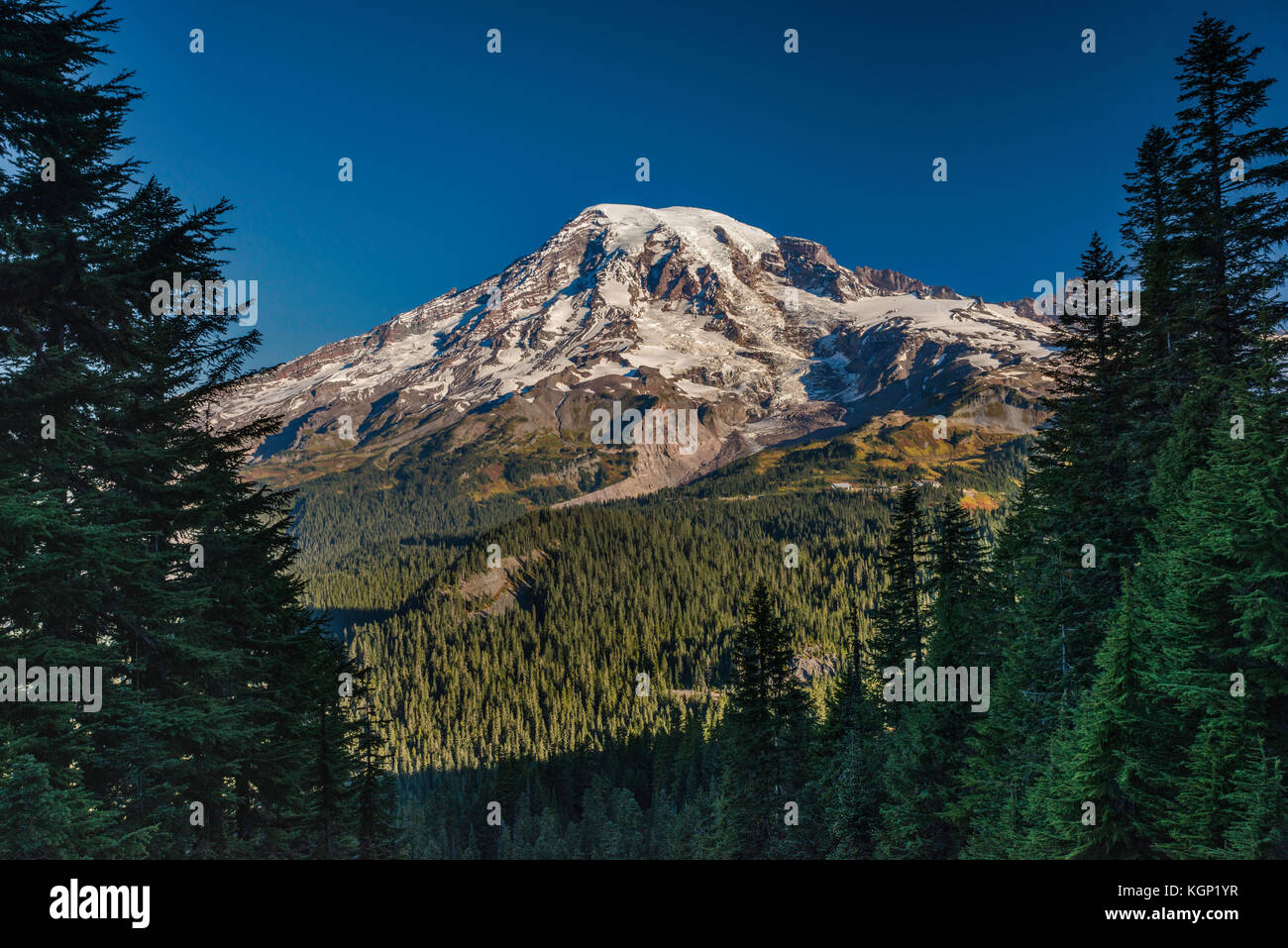 Le Mont Rainier, de Pinnacle Sentier selle, fin septembre, le Mont Rainier National Park, Washington State, USA Banque D'Images