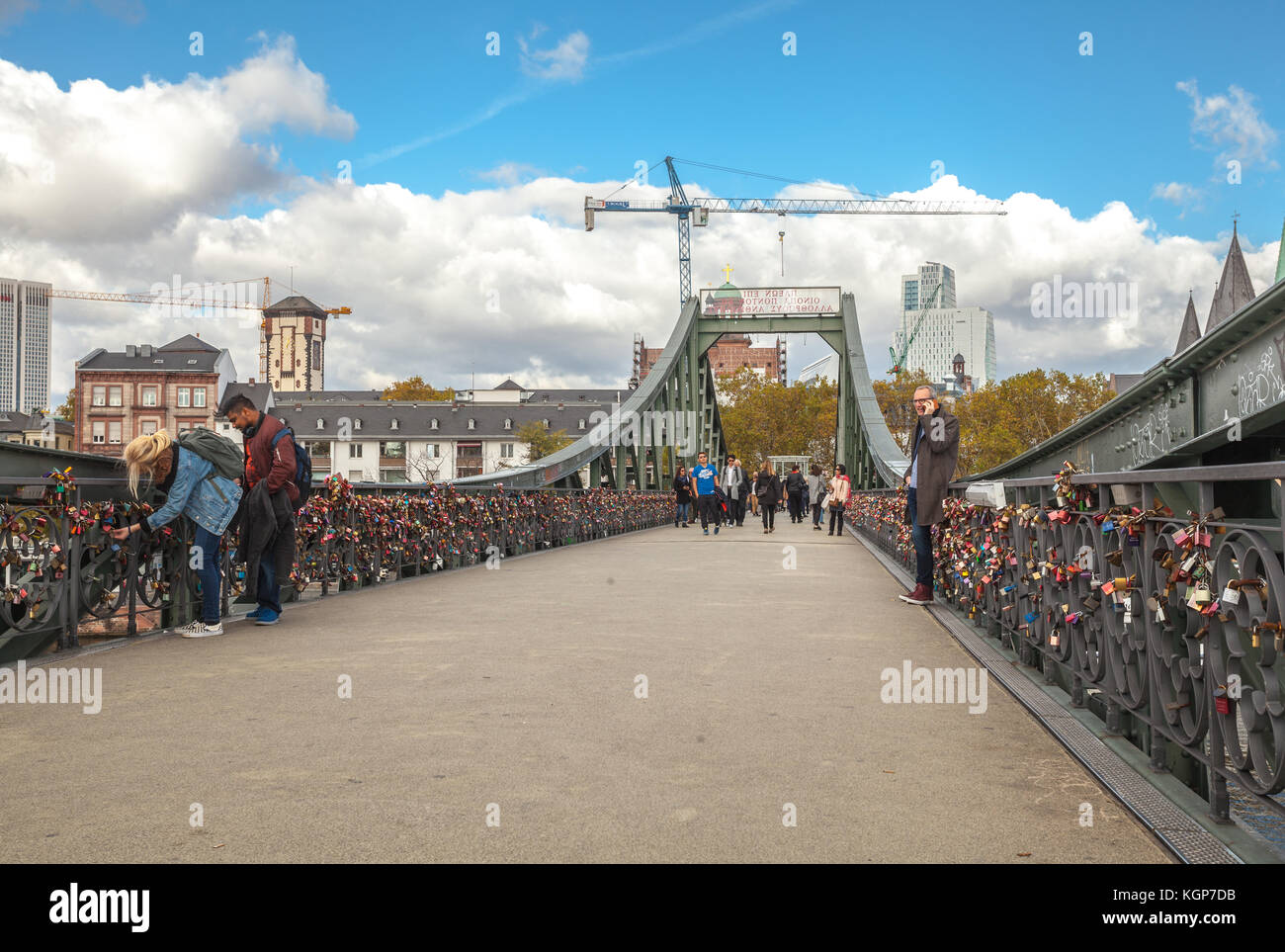 Pont de fer, à Francfort, Allemagne Banque D'Images