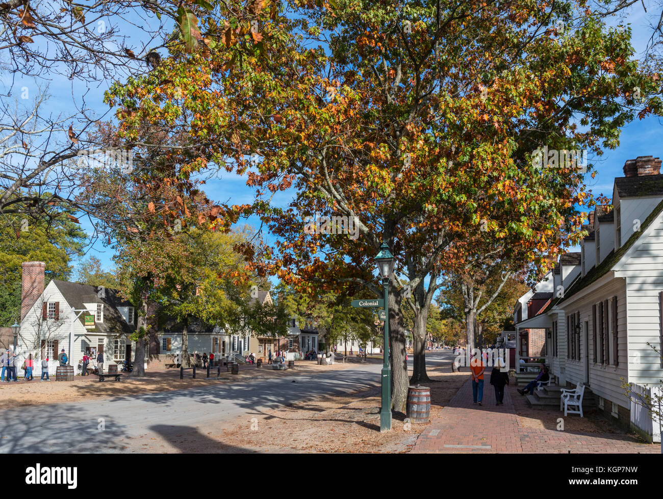 Duc de Gloucester Street dans le quartier historique de la ville coloniale de Williamsburg, Williamsburg, Virginia, USA Banque D'Images