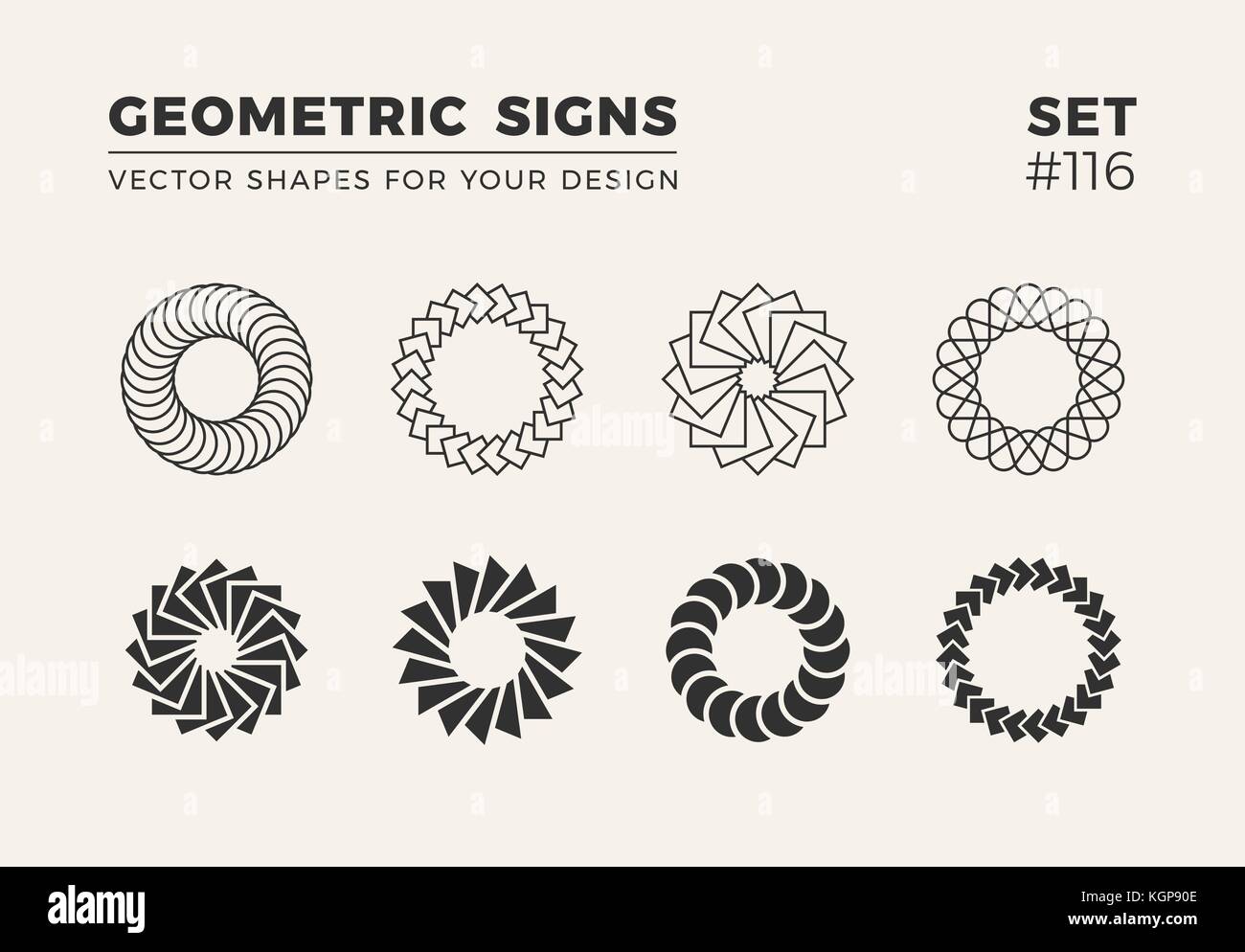 Ensemble de huit formes tendance minimaliste élégant. logo vector emblèmes de votre conception créative collection signes géométriques simples. Illustration de Vecteur