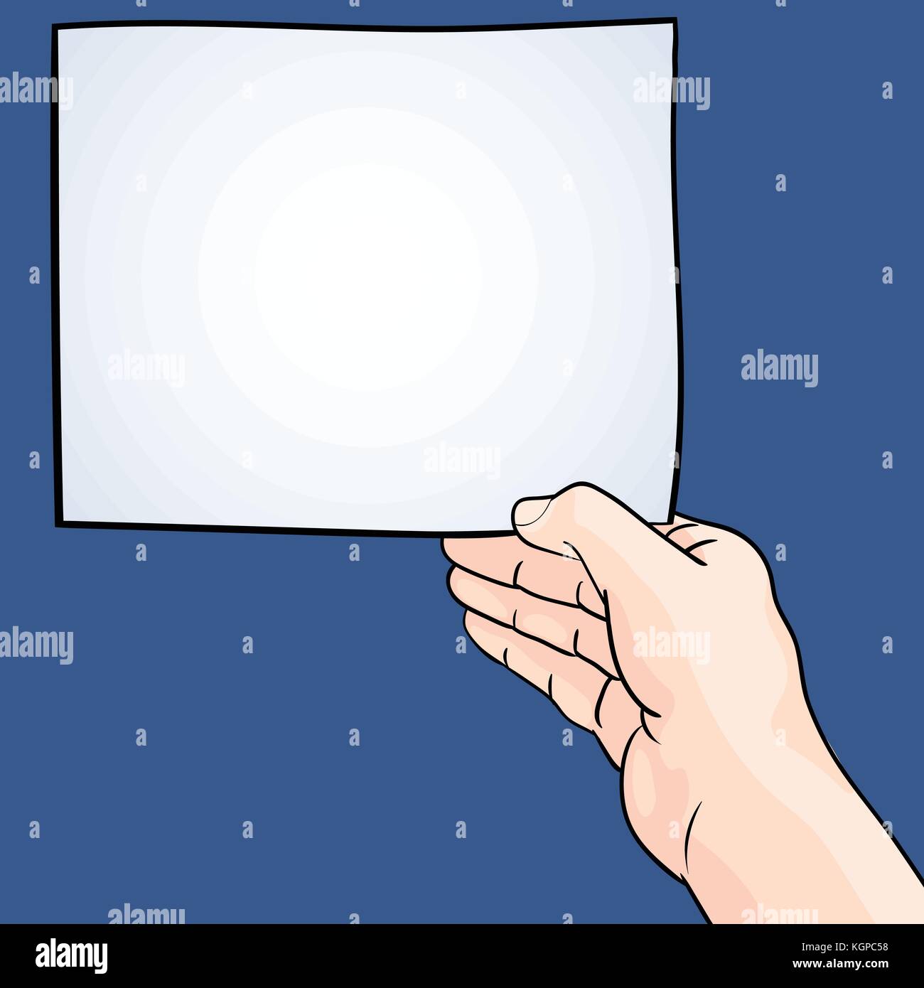 Illustration main tenant le papier blanc isolé sur fond bleu, pour les banner - vector illustration. Illustration de Vecteur