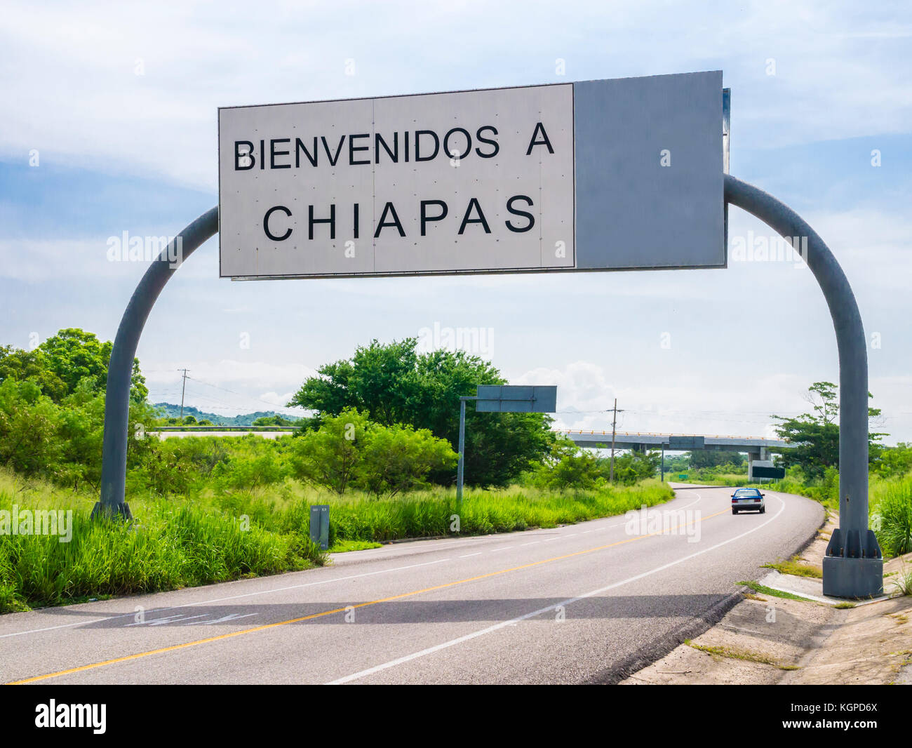Bienvenue au Chiapas, Mexique road sign Banque D'Images