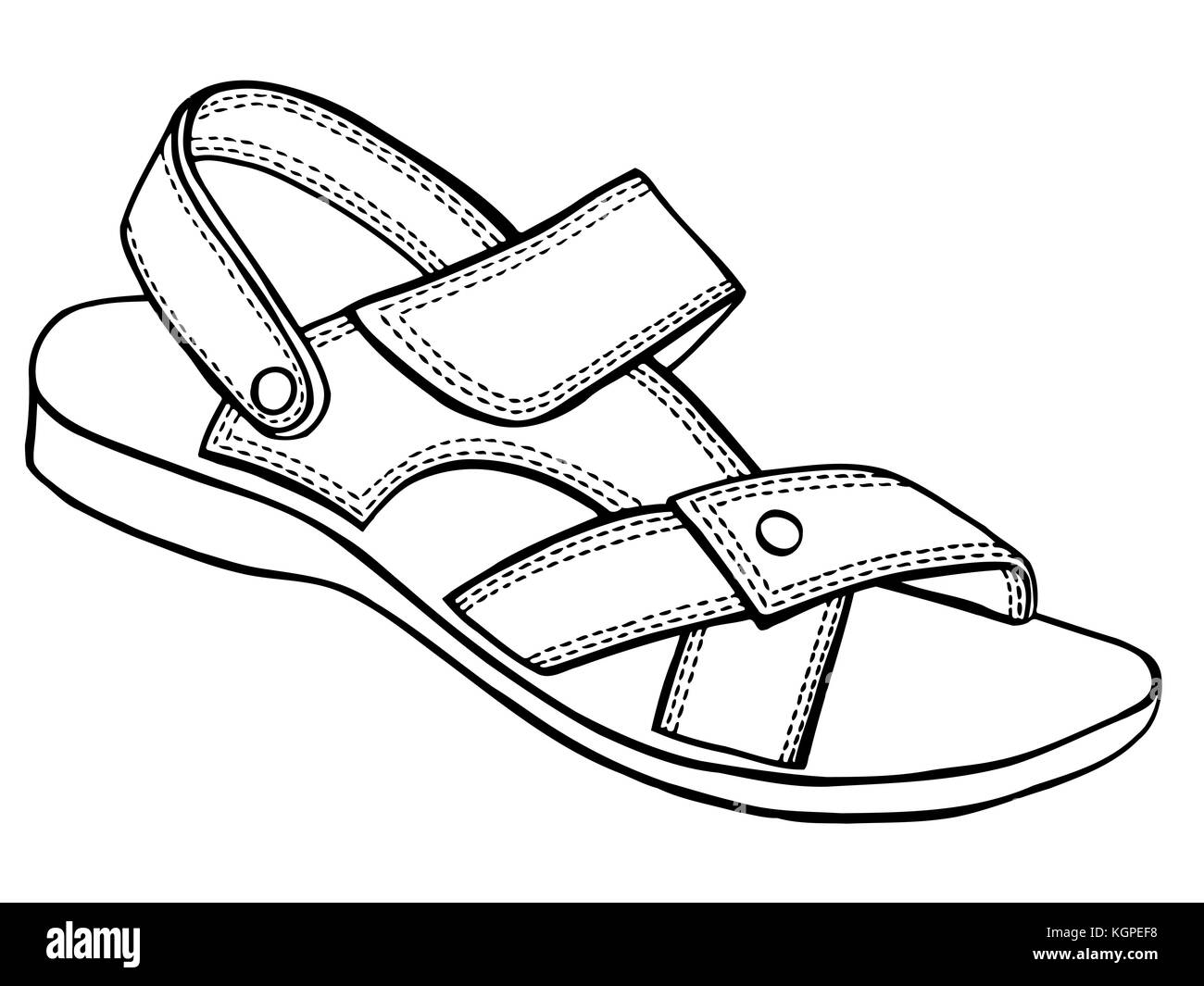 L'icône esquisse vecteur sandale isolé sur fond. hand drawn Image  Vectorielle Stock - Alamy