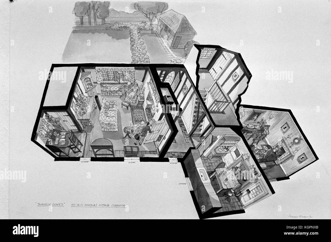 Le Mirror Crack'd (1980) croquis de production Date : 1980 Banque D'Images