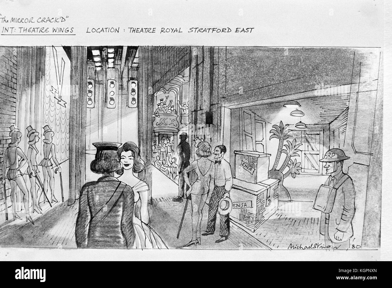 Le Mirror Crack'd (1980) croquis de production Date : 1980 Banque D'Images