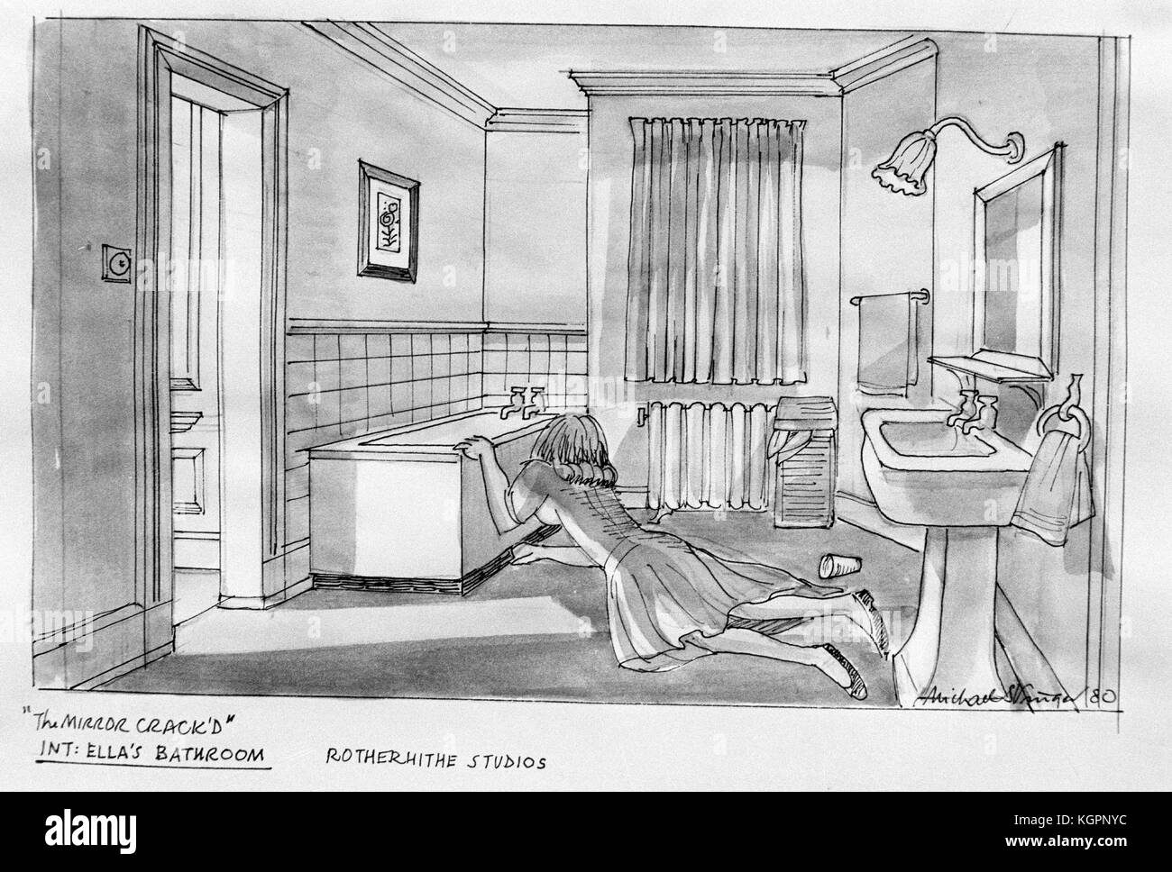 Le Mirror Crack'd (1980) croquis de production Date : 1980 Banque D'Images