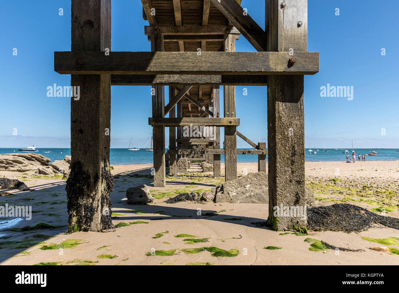 En vertu de l'embarcadère de la plage des dames (noirmoutier, France) Banque D'Images