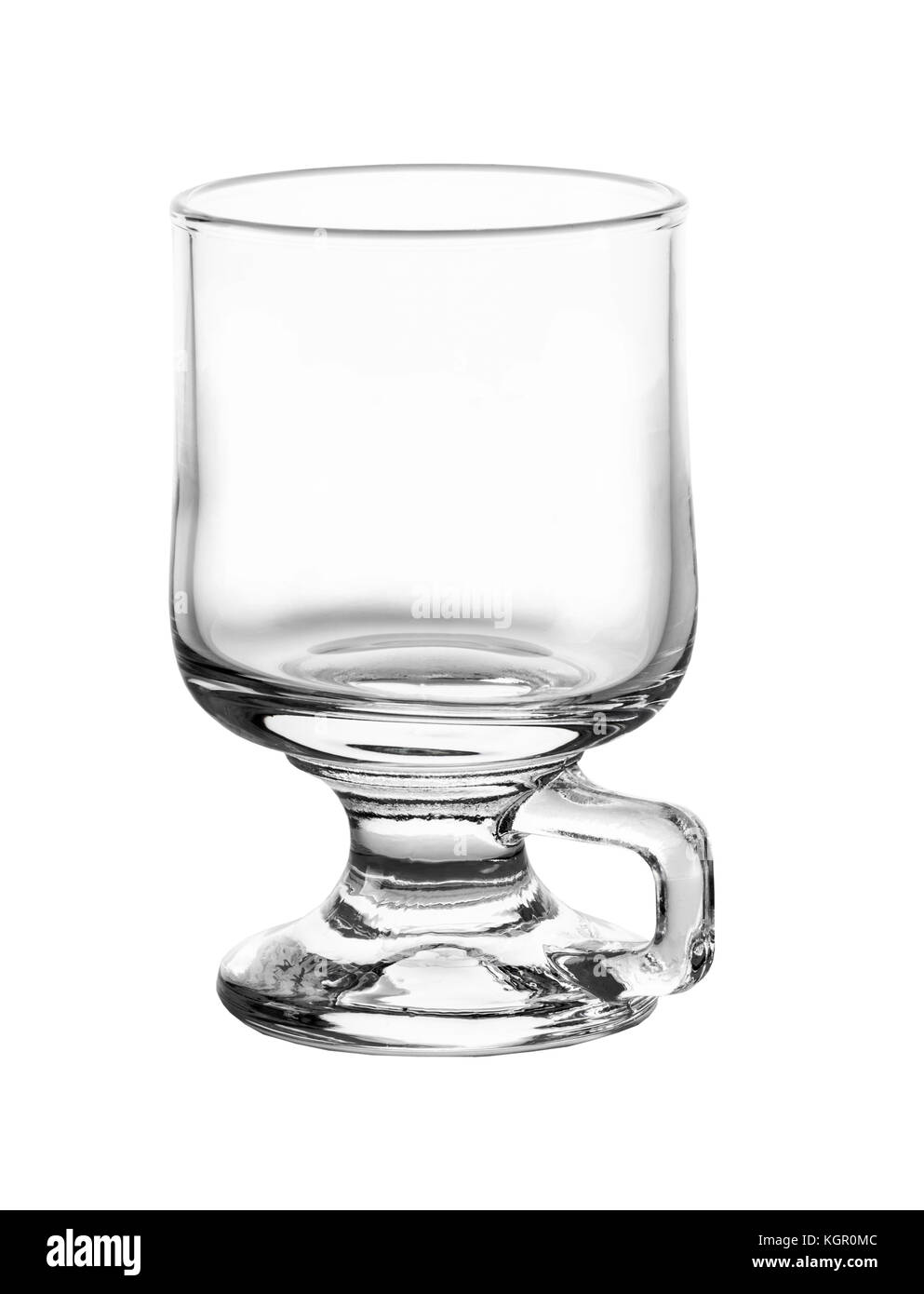 Verre vide mug avec une poignée sur le fond blanc Banque D'Images