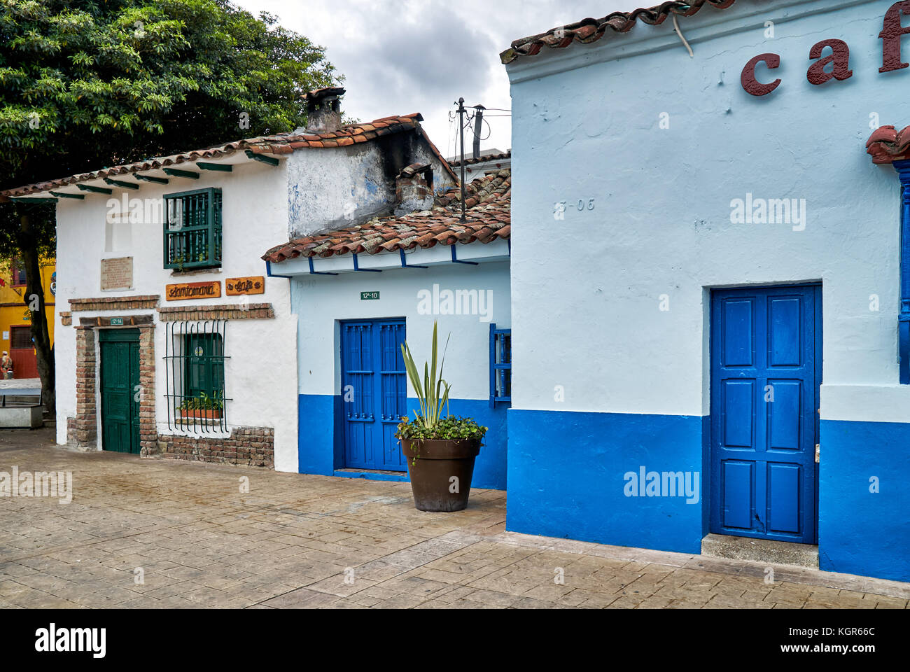 Les vieux bâtiments sur la place Chorro de Quevedo, Bogota, Colombie, Amérique du Sud Banque D'Images