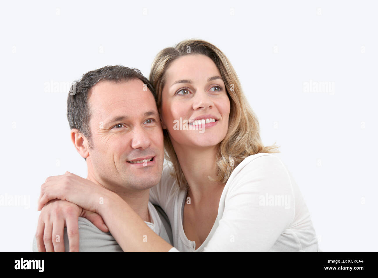 Portrait of happy couple at home Banque D'Images