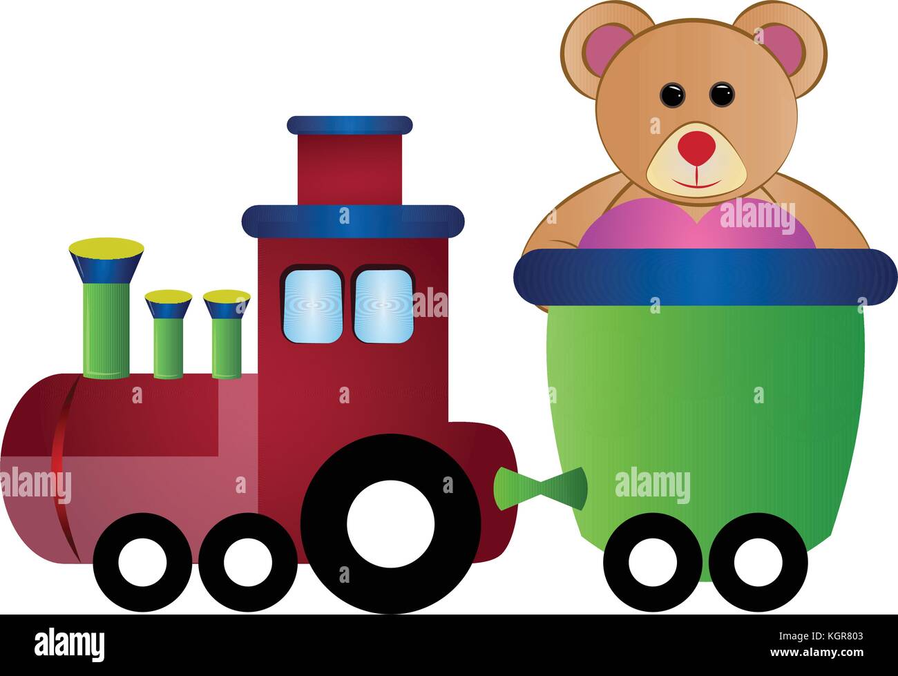Train jouet avec un ours en peluche Illustration de Vecteur