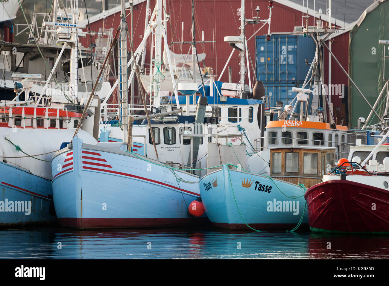 Les chalutiers de pêche dans le port, Gilleleje, le Kattegat, la Nouvelle-Zélande, le Danemark, Europe Banque D'Images