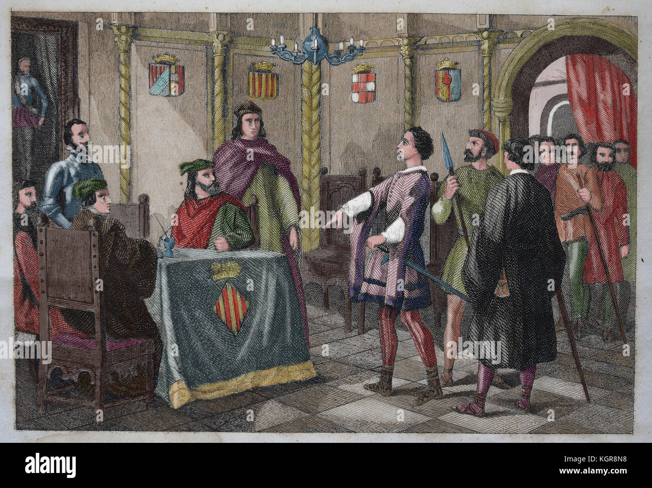 La révolte des confréries (Allemagne). Espagne. règne de l'empereur Charles i. guillem dans la sorella conseil. 1620. Banque D'Images