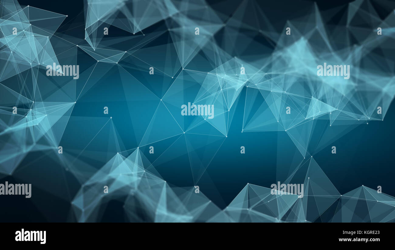 L'espace abstrait arrière-plan polygonal basse poly. Connexion de points et de lignes en triangles de la structure. L'illustration pour la marque, la science, le papier peint, graphique Banque D'Images