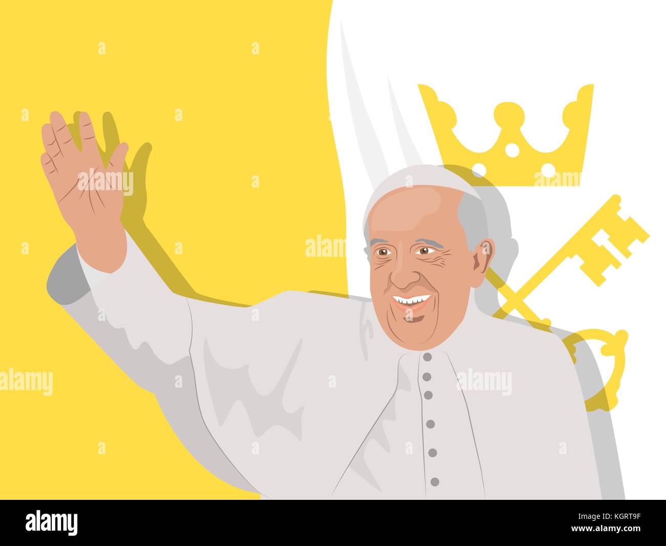 Le 10 novembre 2017. editorial illustration du pape François en costume traditionnel sur fond blanc. Illustration de Vecteur