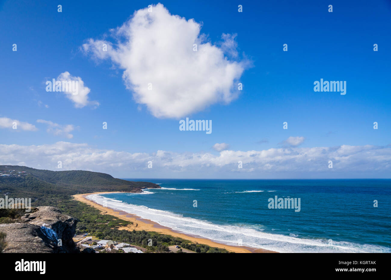 L'Australie, Nouvelle Galles du Sud, Côte entrale, Bouddi National Park, vue de Toronto/Putty Beach de Bouddi Ridge Banque D'Images