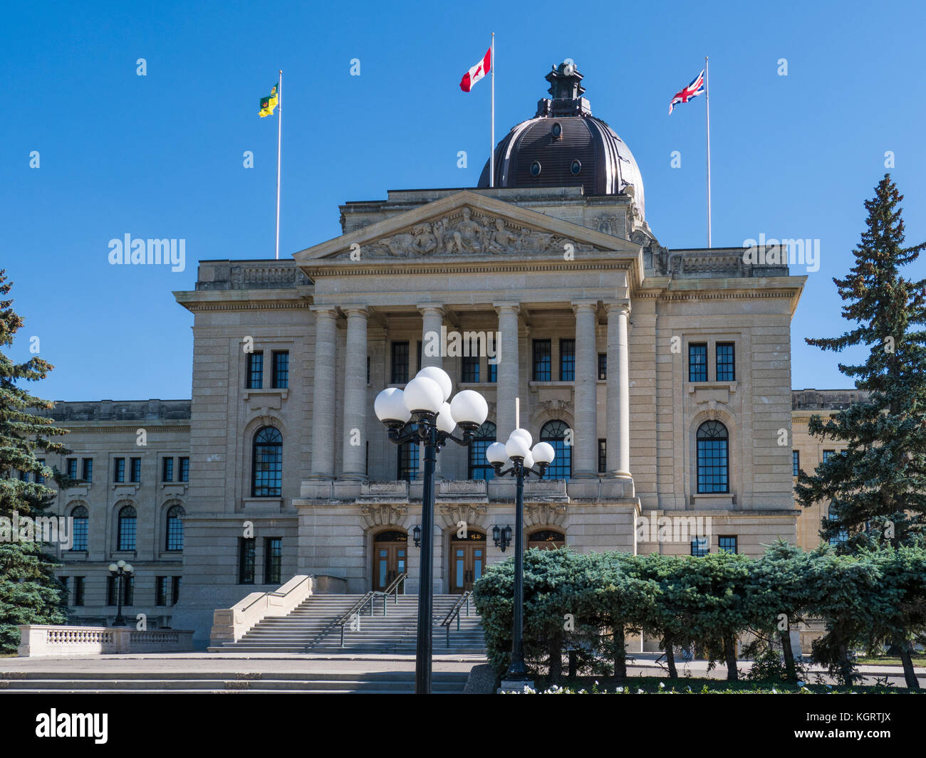 Palais législatif de la Saskatchewan, provincial Capitol, la Wascana Centre, Regina, Saskatchewan, Canada. Banque D'Images