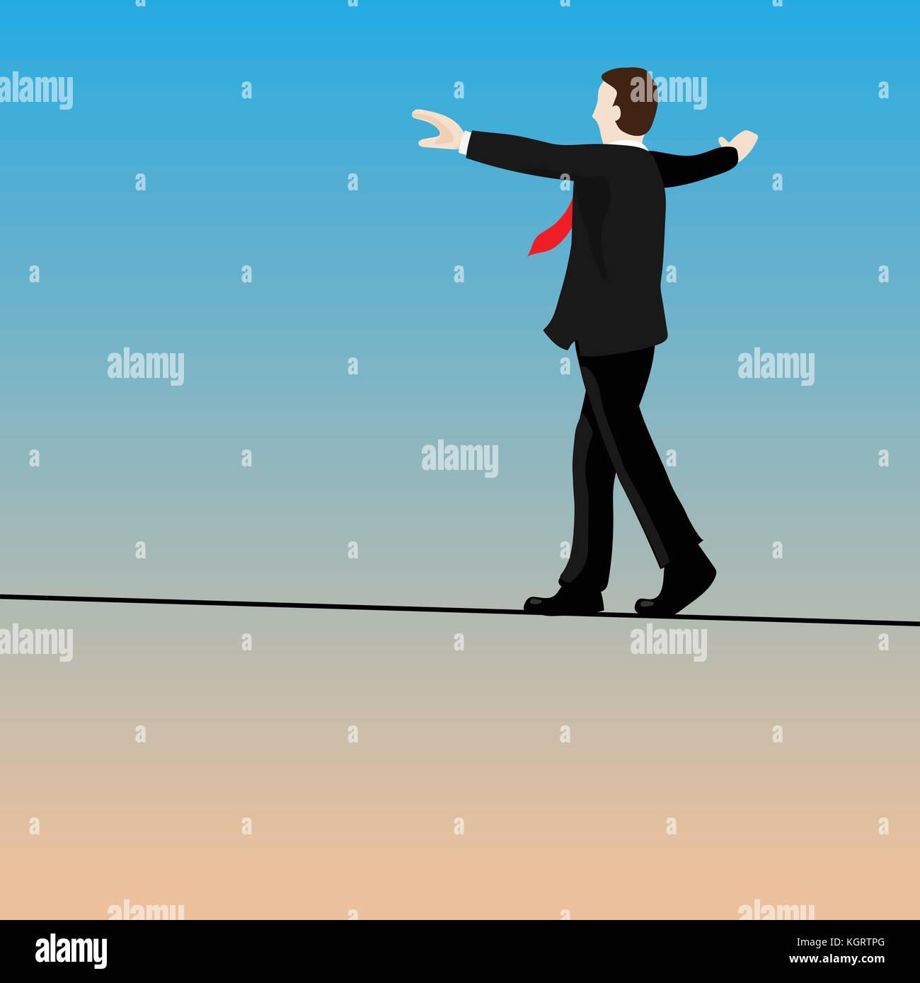 Hommes d'équilibriste marche isolé sur fond de ciel bleu-vector illustration. Illustration de Vecteur
