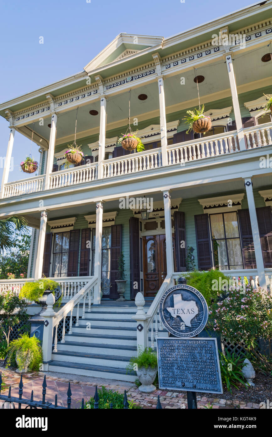 Texas, Galveston, East End Historic District, 1426 Sealy, Julius H. Ruhl résidence construite en 1875 Banque D'Images