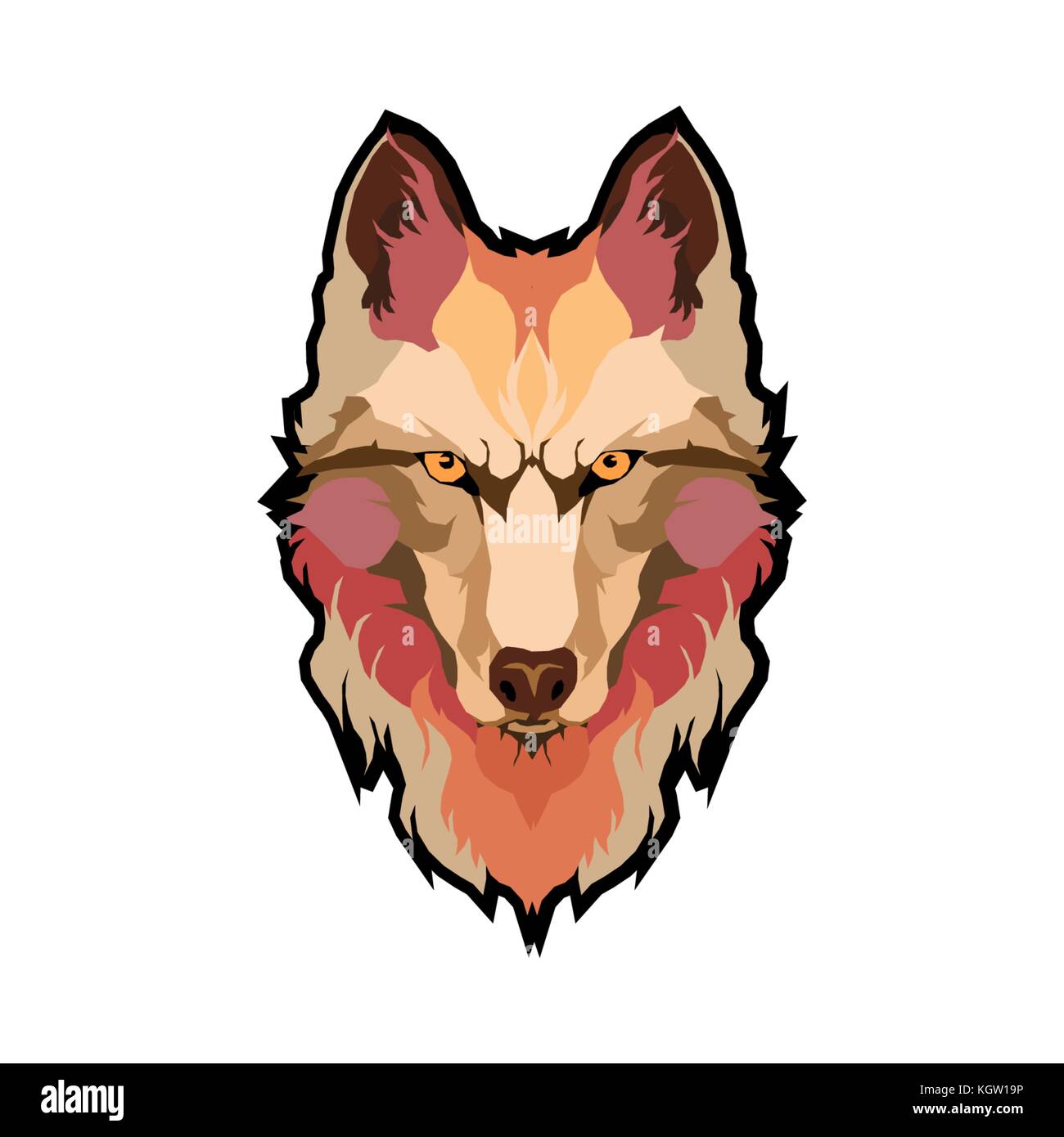 Portrait d'illustration vectorielle de loup. belle de visage regardant loup rouge Illustration de Vecteur