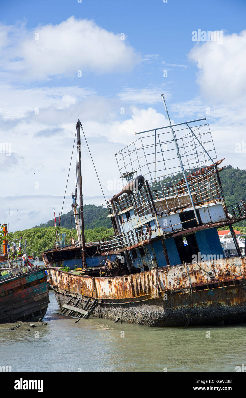 Bateaux de pêche thaïlandais Banque D'Images