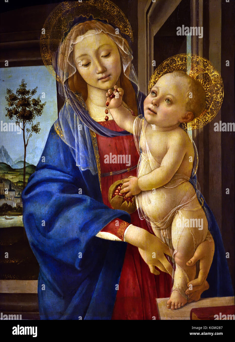La Vierge et l'enfant avec une grenade 1480 Sandro Botticelli ( Alessandro di Mariano di Vanni Filipep ) Italie italien 1445 -1510 Banque D'Images