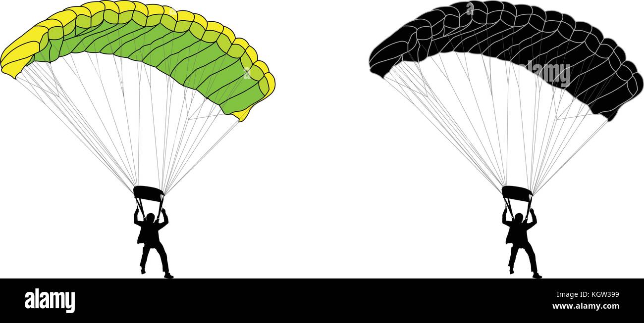 Skydiver silhouette et illustration - vector Illustration de Vecteur