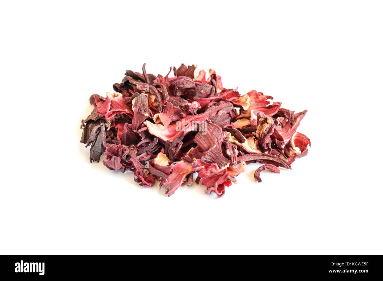 Amas de fleurs de grenade séchées thé. Isolé sur fond blanc, selective focus Banque D'Images