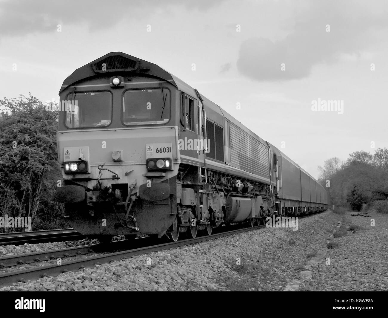 Class 66 sur locomotive un train de marchandises près de Oxford Banque D'Images