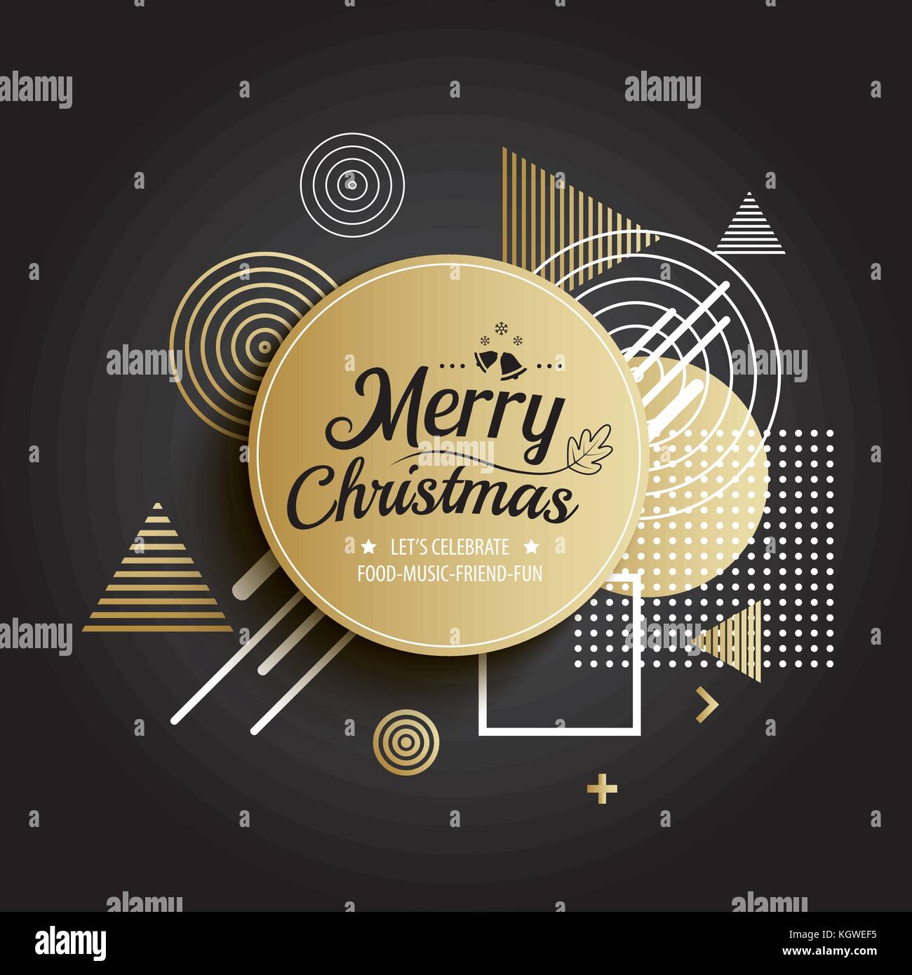 Abstract meryy gold circle noël motif géométrique conception et l'arrière-plan. Utilisation pour le design moderne, couverture, modèle, décoré, brochure, flyer, gree Illustration de Vecteur