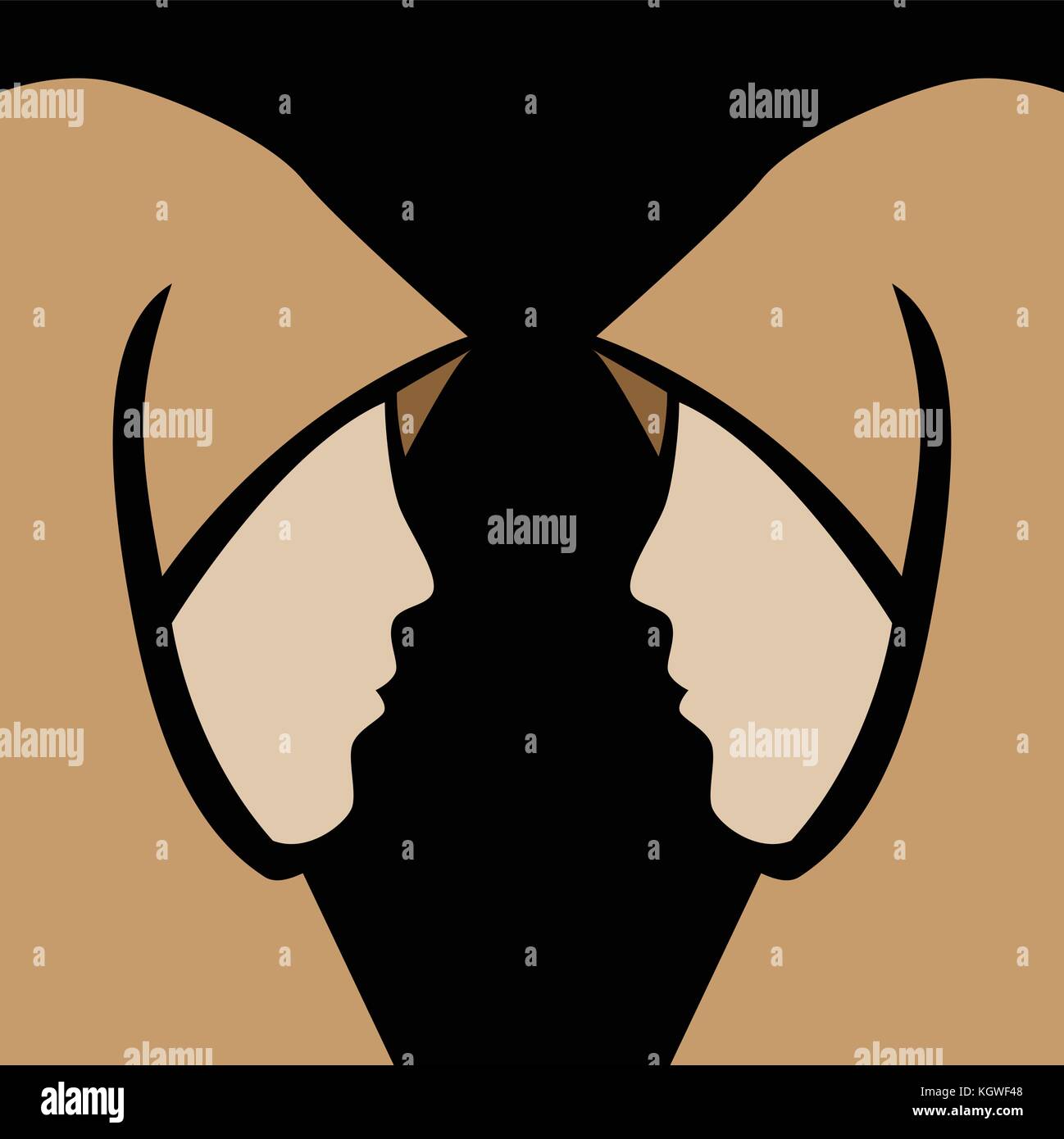 Face à face silhouette femme musulmane dans hijab en télévision design graphique sur fond noir - vector illustration Illustration de Vecteur