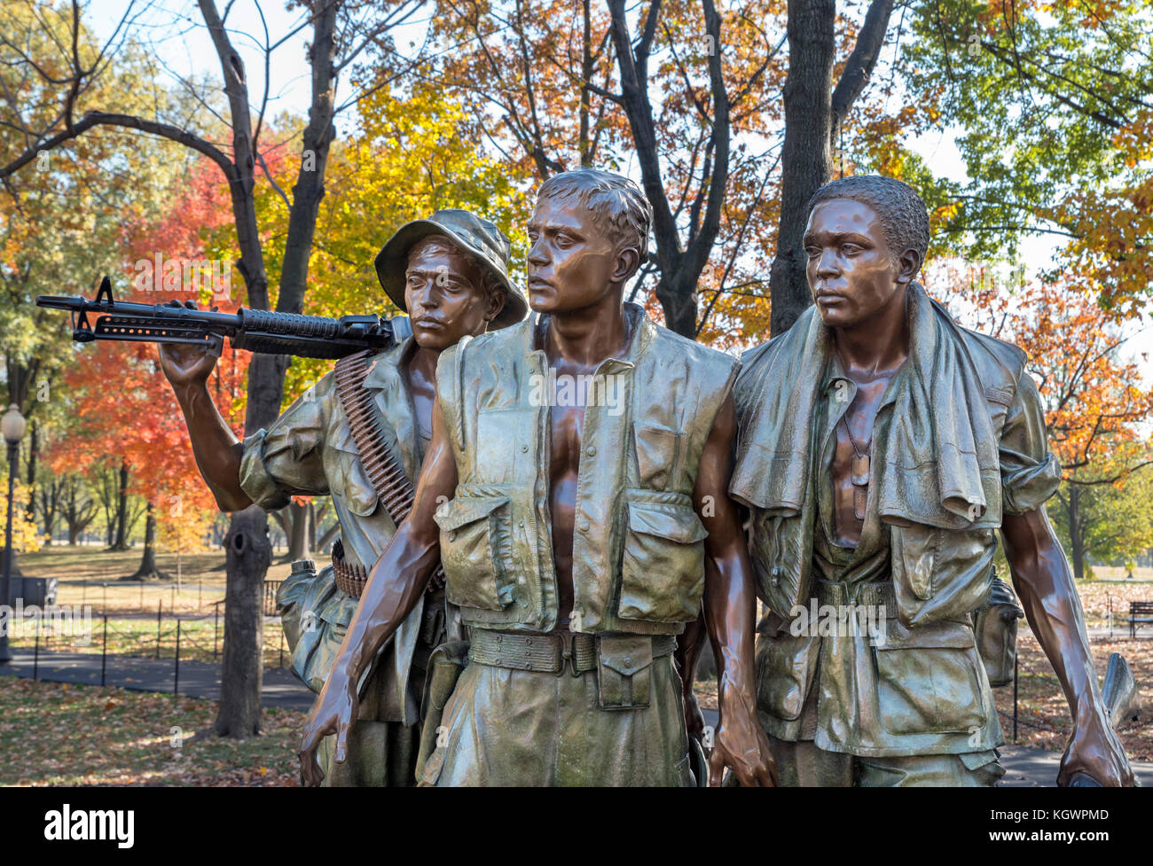 Frederick Hart's statue intitulée la Les trois militaires (les trois soldats), le Vietnam Veterans Memorial, Washington DC, USA Banque D'Images