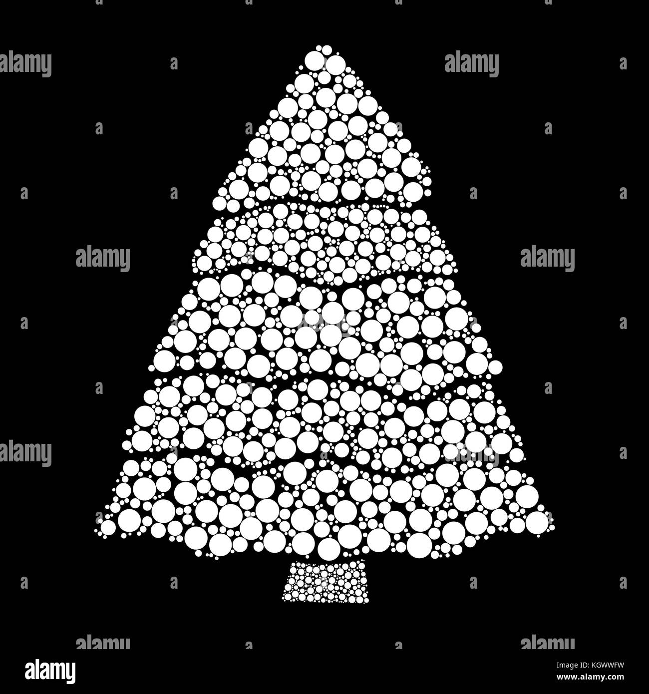 Arbre de Noël vecteur en pointillé isolé sur fond noir Illustration de Vecteur