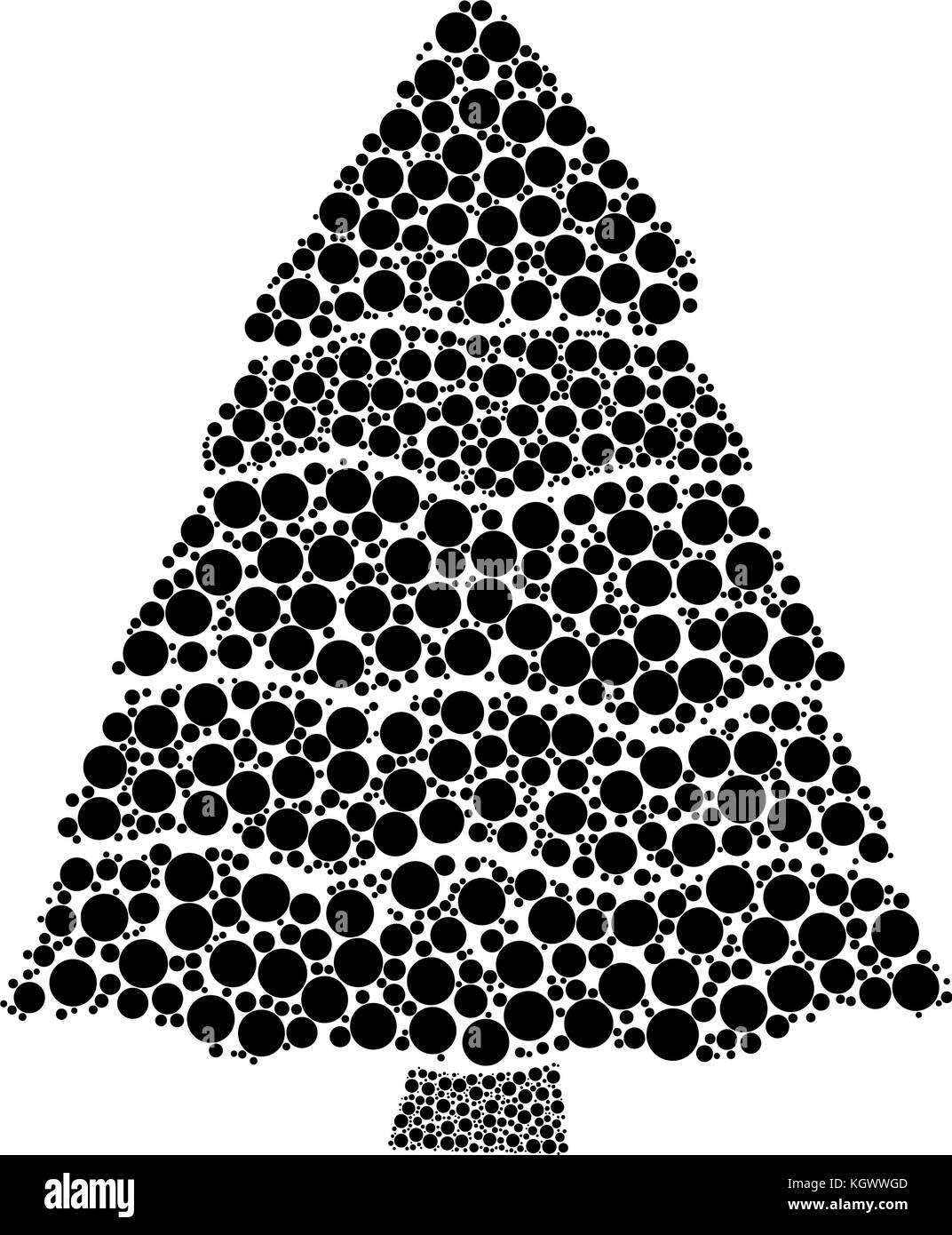 Arbre de Noël vecteur en pointillé isolé sur fond blanc Illustration de Vecteur