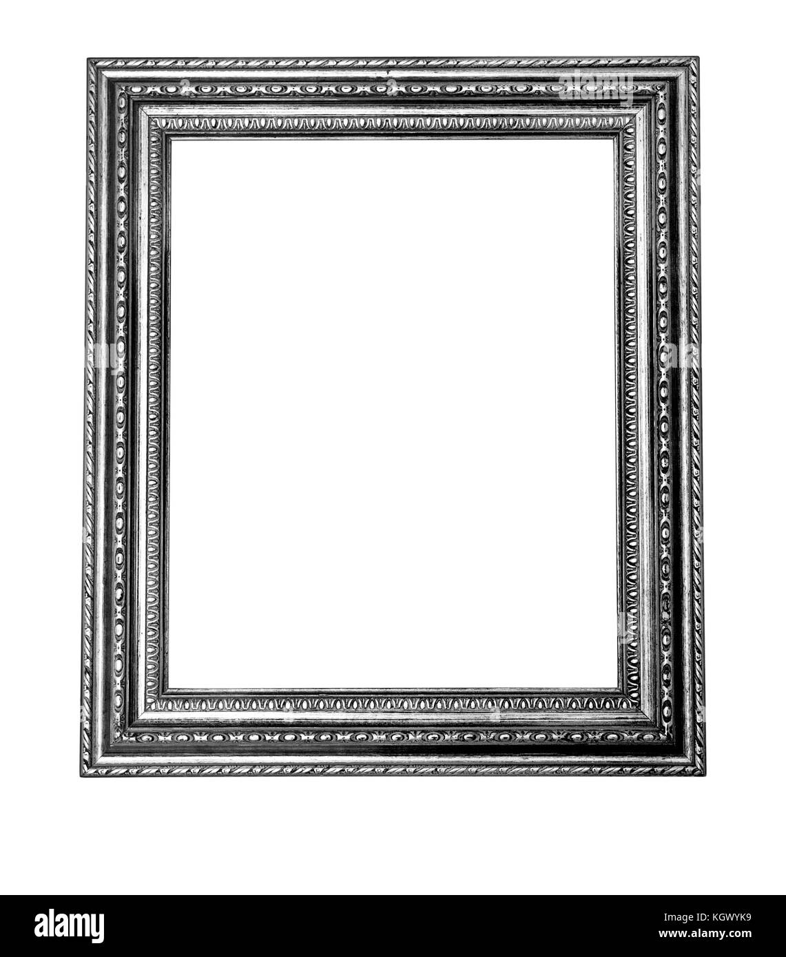 Vintage frame silver, isolé sur fond blanc avec clipping path Banque D'Images