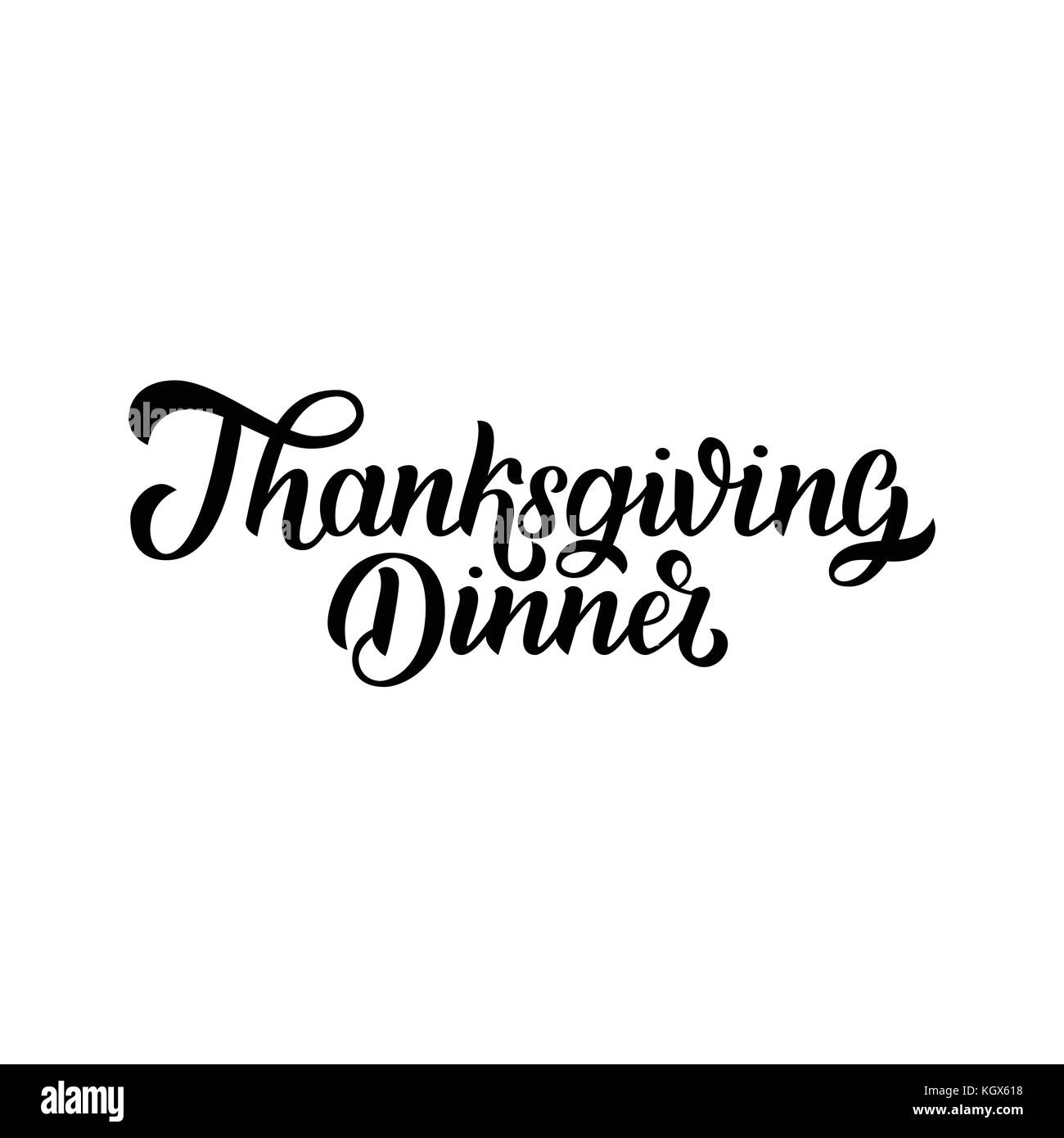 Dîner de thanksgiving main pinceau lettrage, isolé sur fond blanc. vector illustration calligraphie. peut être utilisé pour l'appartement de type design. Illustration de Vecteur