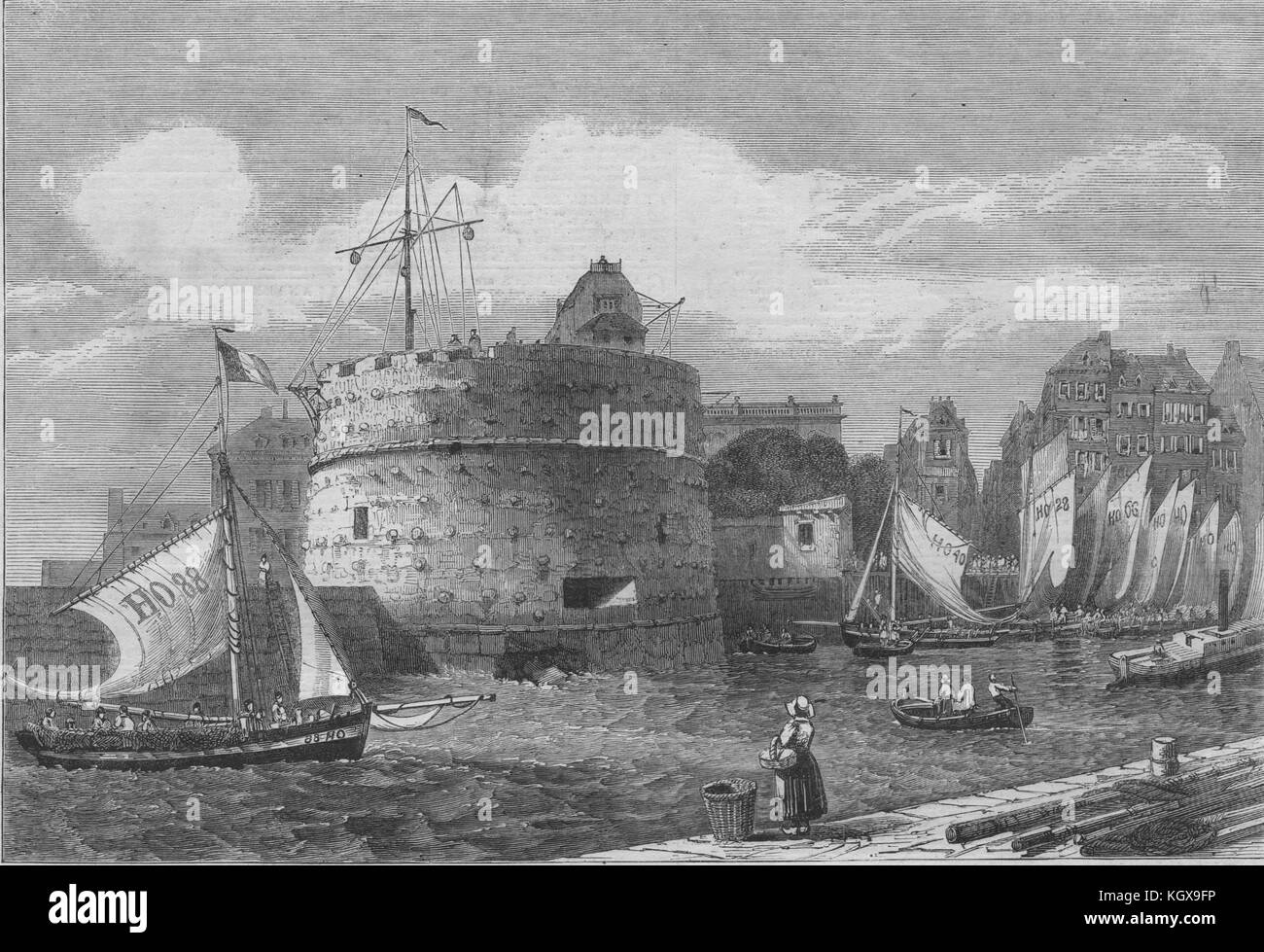 Tour de François Ier, Le Havre, en cours de démolition. Seine-Maritime 1861. L'Illustrated London News Banque D'Images