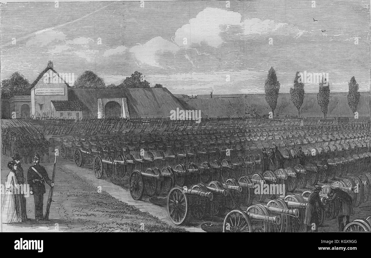 La guerre des armes à feu saisies par les Prussiens à Sedan. Ardennes 1870. L'Illustrated London News Banque D'Images