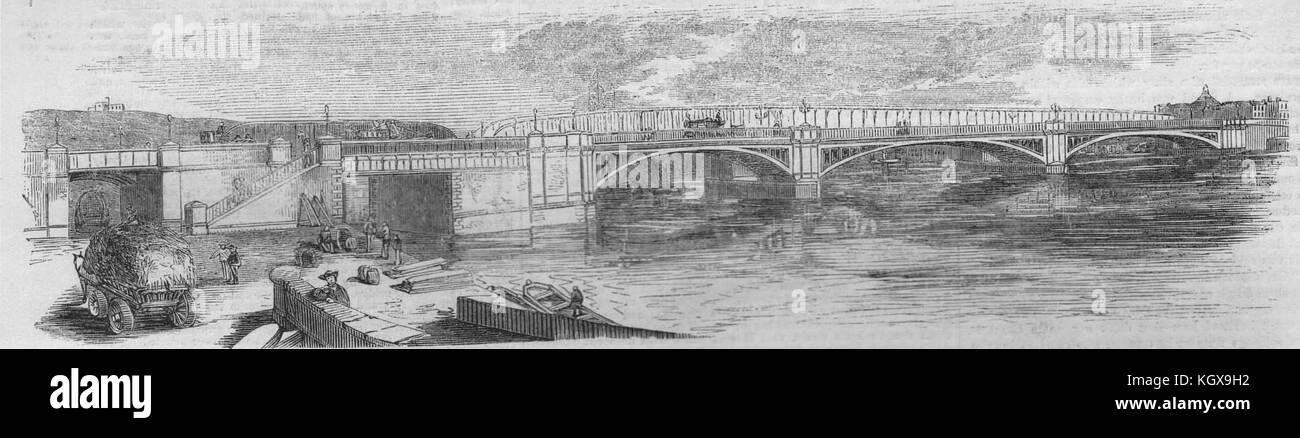 Nouveau pont de fer, à Rochester. 1856 Kent. L'Illustrated London News Banque D'Images