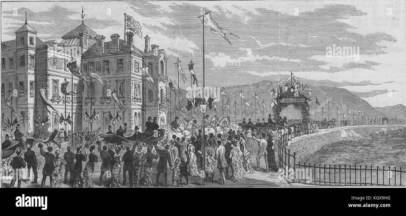 L'ouverture du prince de Galles à Hythe Anne Marine Parade & remblai 1881. L'Illustrated London News Banque D'Images