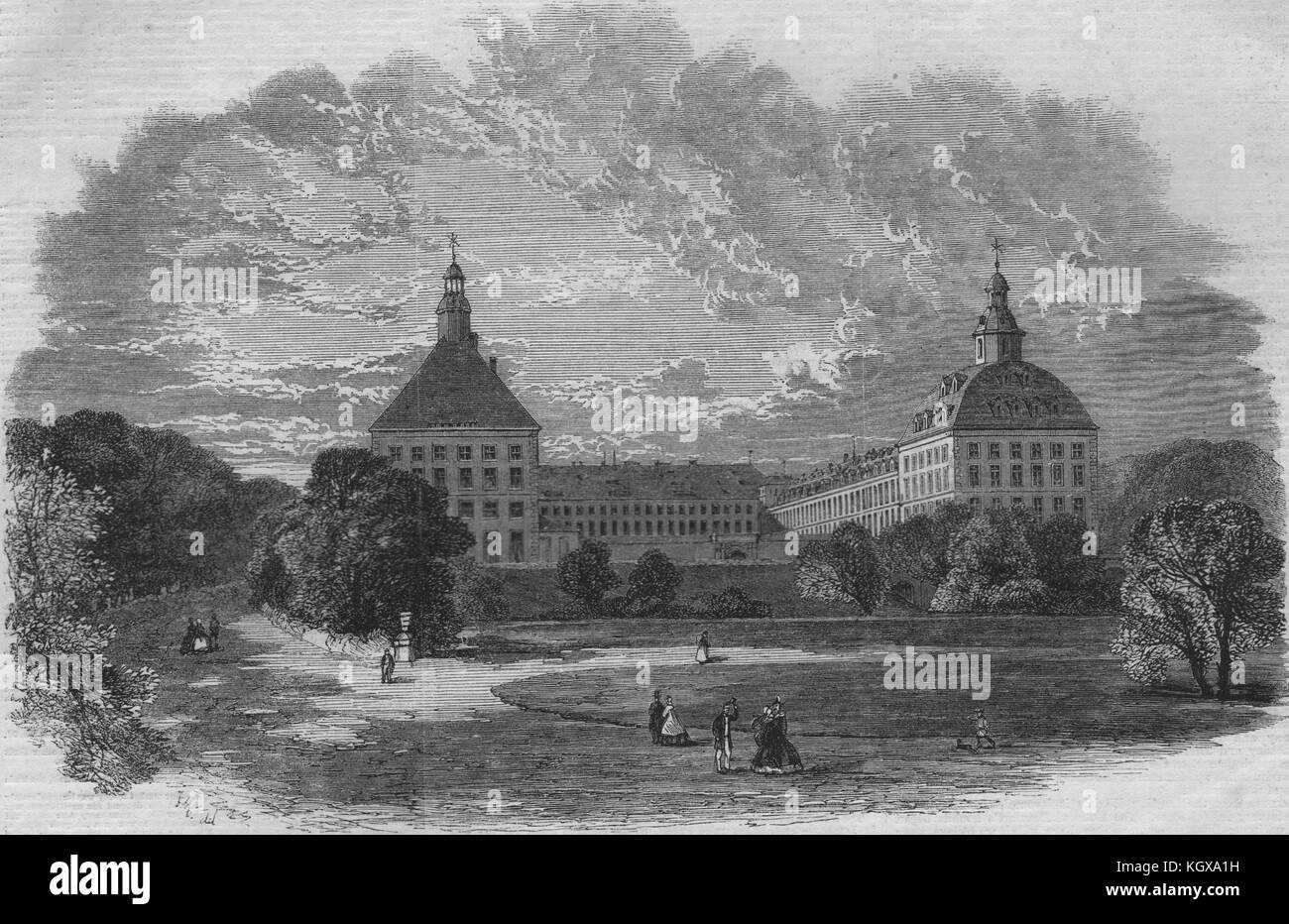 La visite de Sa Majesté à l'Allemagne. Le Palais Ducal à Gotha. Thuringe 1862. L'Illustrated London News Banque D'Images