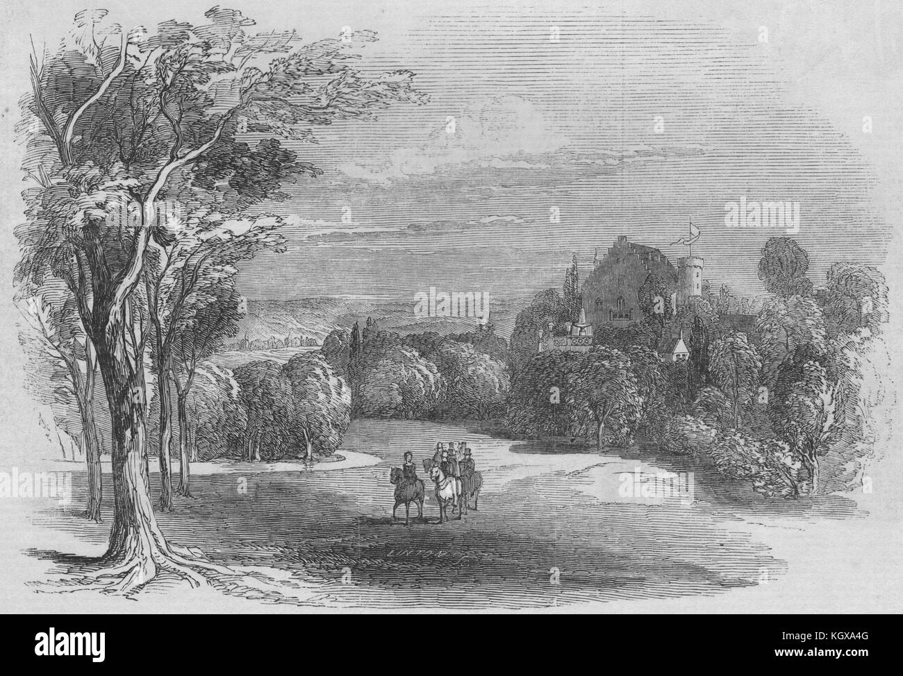 Schloss Rosenau, près de Coburg - de S.A.R. le Prince Albert's dessin. Bavière 1845. L'Illustrated London News Banque D'Images