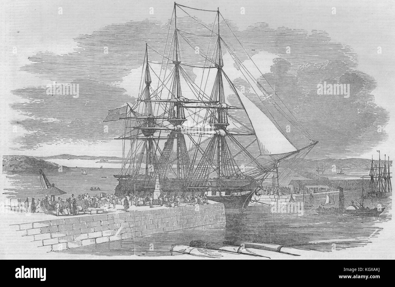 La 'St. Lawrence' entrant dans Southampton. Hampshire 1851. L'Illustrated London News Banque D'Images