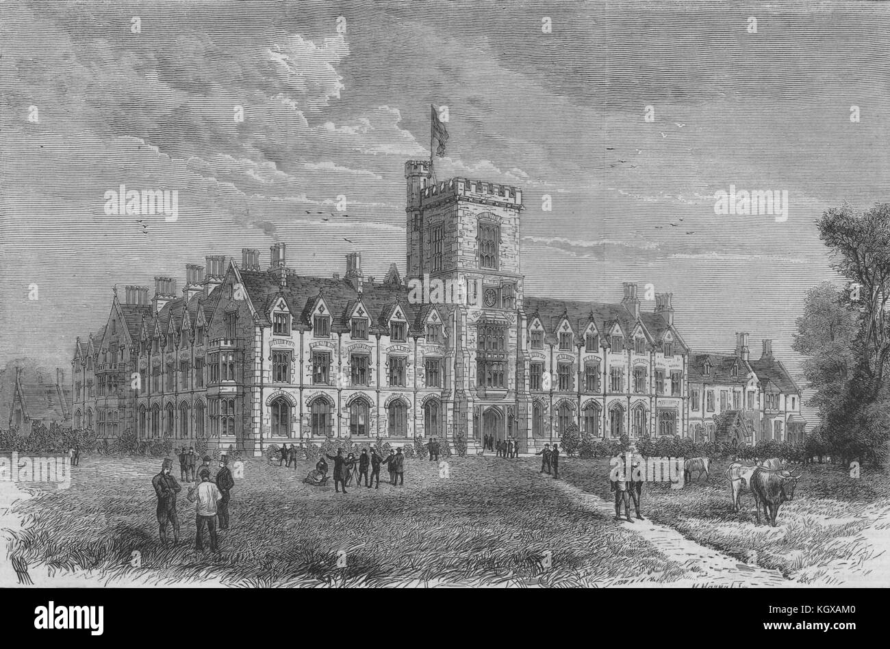 La Royal Agricultural College de Cirencester - façade sud. La Loire 1881. L'Illustrated London News Banque D'Images