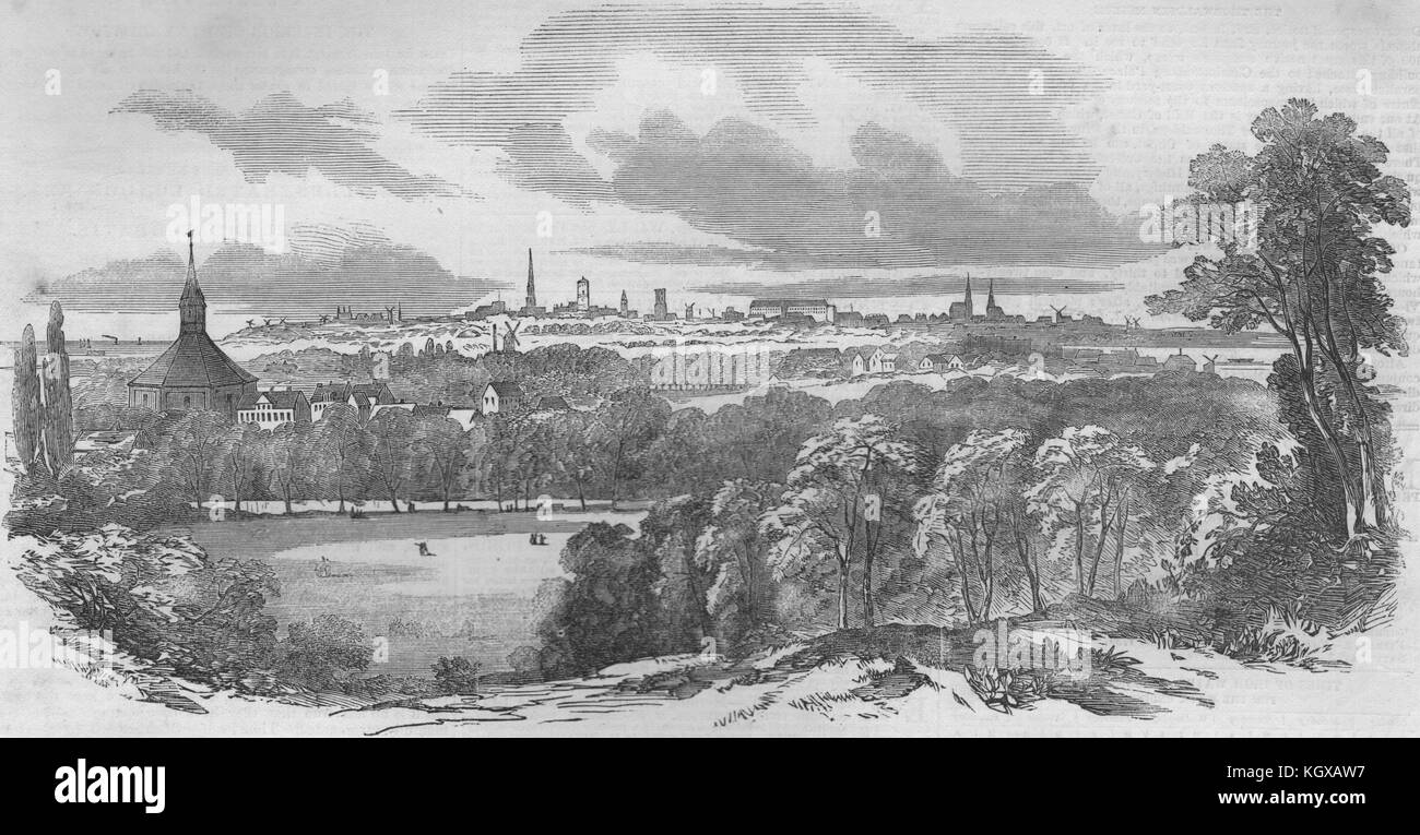 Copenhague, de Fredericksburg. Danemark 1851. L'Illustrated London News Banque D'Images