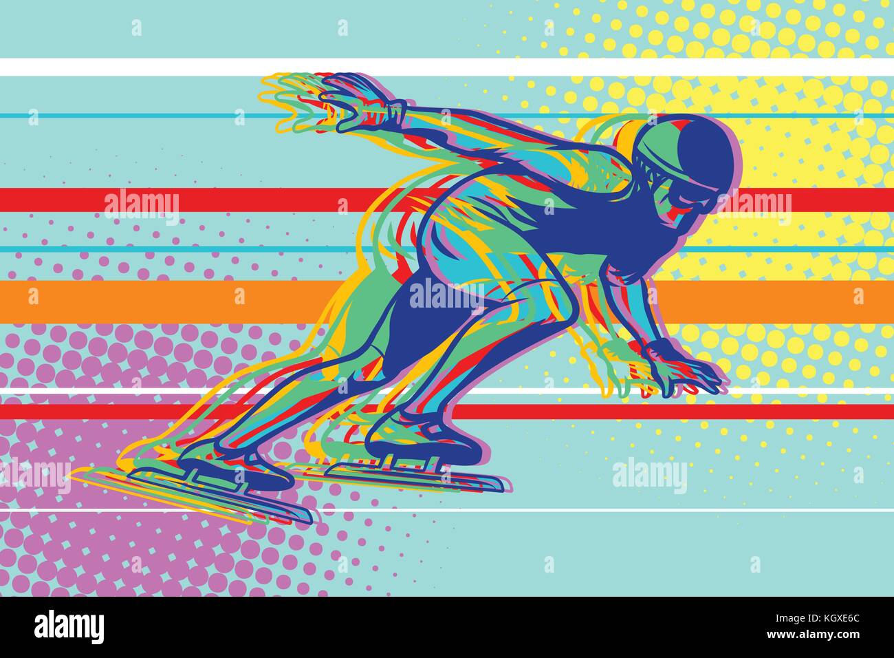 Le patinage de vitesse, patineur sur la glace, les sports d'hiver. comic cartoon style pop art retro vector illustration Illustration de Vecteur