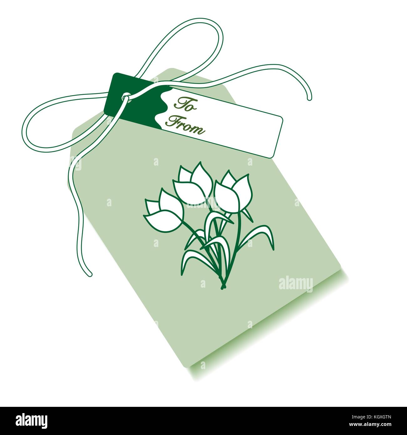 Gift tag avec bouquet de fleurs et ruban. vente et shopping concept. Conception pour carte postale, bannière, affiche ou imprimer. Illustration de Vecteur